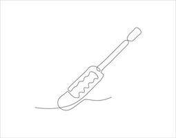 Continuous Line Drawing Of Screwdriver. One Line Of Screwdriver. Screwdriver Continuous Line Art. Editable Outline. vector