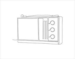 continuo línea dibujo de antiguo pasado de moda término análogo radio cinta. uno línea de radio cinta. radio cinta continuo línea Arte. editable describir. vector