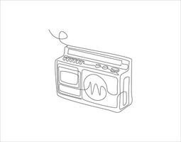 Continuous Line Drawing Of Old Fashioned Analog Radio Tape. One Line Of Radio Tape. Radio Tape Continuous Line Art. Editable Outline. vector