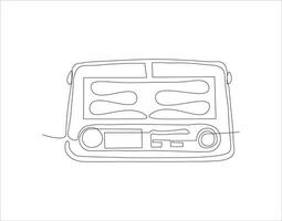 continuo línea dibujo de antiguo pasado de moda término análogo radio cinta. uno línea de radio cinta. radio cinta continuo línea Arte. editable describir. vector