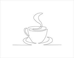 Continuous Line Drawing Of Cup Of Coffee. One Line Of Coffee. A Cup Of Coffee Continuous Line Art. Editable Outline. vector