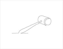 Continuous Line Drawing Of Hammer. One Line Of Hammer. Hammer Continuous Line Art. Editable Outline. vector