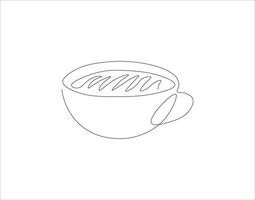 Continuous Line Drawing Of Cup Of Coffee. One Line Of Coffee. A Cup Of Coffee Continuous Line Art. Editable Outline. vector