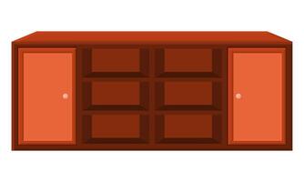 Empty Wooden Shelf Vector Design. Shelves for Books. Shelves with Drawers. Vector Illustration.