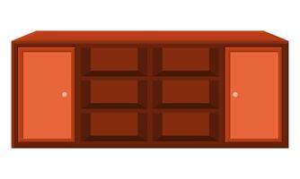 Empty Wooden Shelf Vector Design. Shelves for Books. Shelves with Drawers. Vector Illustration.