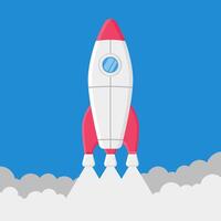 Rocket Launches Successfully Illustration. Space Exploration Mission. Space Rocket Icon. Vector Design.