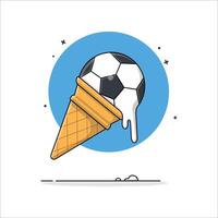 derritiendo fútbol americano cono hielo crema vector ilustración. comida objeto concepto diseño