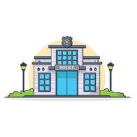 Police Station Building Vector Illustration. Police Department Service Concept Design