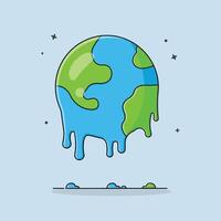 Melting Globe Vector Illustration. Global Warming Concept Design