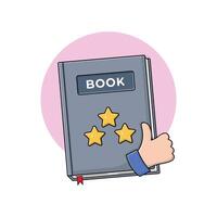 Book with Thumbs Up Vector Illustration. Book Review and Analysis Concept Design