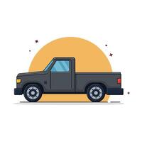 Black Pickup Truck Vector Illustration. Transportation Service Concept Design