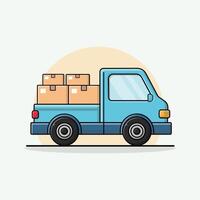 Flat Delivery Truck with Boxes Vector Illustration. Home Delivery Concept Design