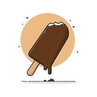 Melting Ice Cream on Stick Vector Illustration. Food Object Concept Design