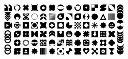 Trending elements for the design of a business concept. Abstract graphical geometric symbols for reviews, reviews, ratings, comments, and social networks in the Y2K style. Modern vector illustration.