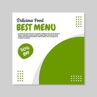 social media post template design in green and white abstract style for food and drink promotions. vector