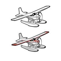 Sea plane vector art illustration isolated in white background Small amphibious plane vector art mo