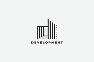 D latter development logo, real estate logo vector