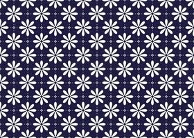 Symbol geometric white flowers design on dark blue background seamless fabric ethnic pattern for cloth carpet wallpaper wrapping etc. vector