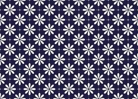 Symbol geometric white flowers design on dark blue background seamless fabric ethnic pattern for cloth carpet wallpaper wrapping etc. vector