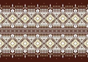 geometric and flowers design on dark background ethnic fabric seamless oriental pattern for cloth carpet wallpaper wrapping etc. vector