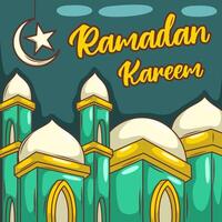 Ramadan Kareem with cartoon Islamic Illustration ornament vector