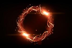 Orange Circle Lightning Ring with Sparks Effect, Vector Illustration