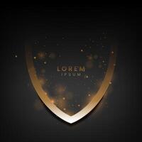 Golden Badge Frame with Sparks on Dark Background, Vector Illustration