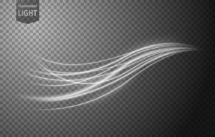 Abstract White Wavy Line of Light with A Background, Isolated and Easy to Edit, Vector Illustration