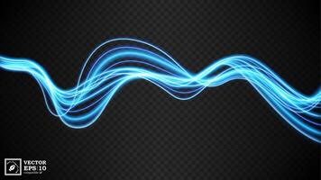 Abstract Blue Wavy Line of Light with A Background, Isolated and Easy to Edit, Vector Illustration