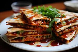 AI generated Authentic and delicious mexican quesadillas - tasty and appetizing ethnic dishes photo