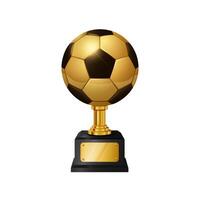 Realistic Gold Soccer Ball Trophy, Isolated on White Background, Vector Illustration