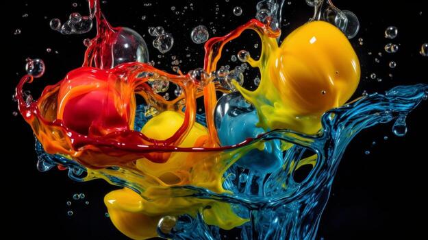 AI generated Colorful paint splash desktop wallpaper perfect for design projects and background displays photo