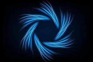 Blue Twirl Light Circle Effect on Dark Background, Vector Illustration