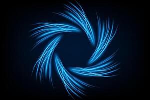 Blue Twirl Light Circle Effect on Dark Background, Vector Illustration