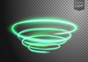 Abstract Green Twist of Light with A Background, Isolated and Easy to Edit, Vector Illustration