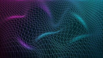 Geometric Dynamic Wave, 3D Wireframe, Vector Illustration