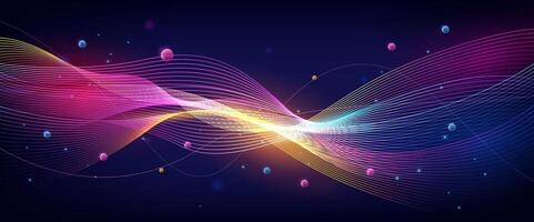 Geometric Dynamic Wave, Light Wireframe, Vector Illustration