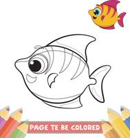 Hand-drawn colouring book marine species vector