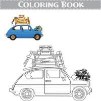 Hand-drawn colouring book for kids' cars and vehicles vector