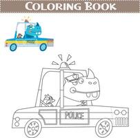 Hand-drawn colouring book for kids' cars and vehicles vector