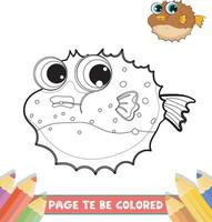 Hand-drawn colouring book marine species vector