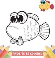 Hand-drawn colouring book marine species vector