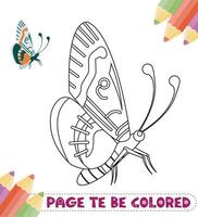 Butterfly Coloring Page Colored Illustration vector