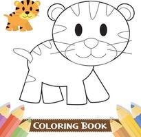 Hand-drawn cute animals colouring book vector