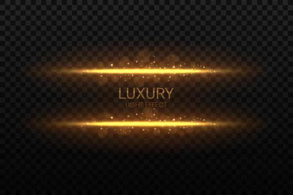 Golden Lines with Sparks Effect, Vector Illustration