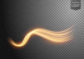 Abstract Gold Wavy Line of Light with A Background, Isolated and Easy to Edit, Vector Illustration