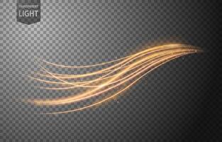 Abstract Gold Wavy Line of Light with Gold Bokeh on Background, Isolated and Easy to Edit, Vector Illustration