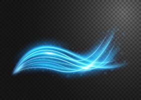 Abstract Blue Line of Light with Blue Sparks, on A Background, Isolated and Easy to Edit, Vector Illustration