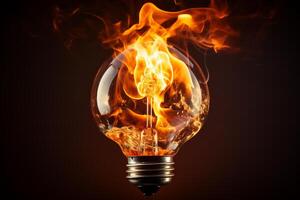 AI generated burning light bulb with text space. idea and inspiration concept for creative innovation photo