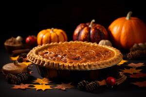 AI generated Delicious pumpkin pie for restaurant menu with space for text - thanksgiving day, halloween photo